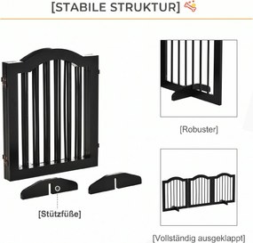 PawHut Barieră Pliabilă pentru Câini din Lemn, 3 Secțiuni, 154,5x29,5x61 cm, Negru | Aosom Romania