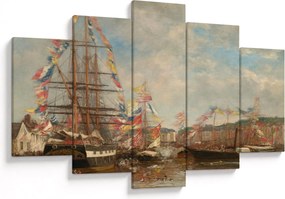 Tablou - Eugène Boudin, Festival in the Harbor of Honfleur, reproducere (150x105 cm)
