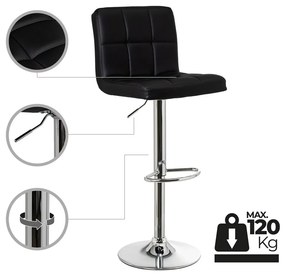 Scaune de bar negre cu înălțime ajustabilă 2 buc. din imitație de piele (înălțime șezut 93 cm) – Casa Selección
