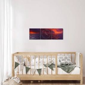 Tablou cu mare și păsări (cu ceas) (90x30 cm)