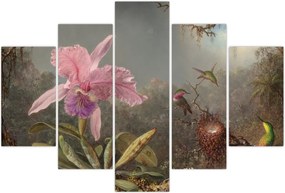 Tablou - Martin Johnson Heade, Cattleya Orchid and Three Hummingbirds, reproducere (150x105 cm)