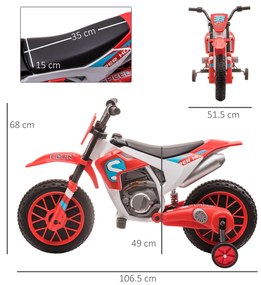 Motocicleta de Cros Electrica pentru Copii HOMCOM, Baterie 12V | Aosom Romania