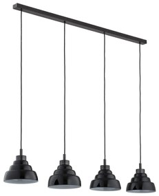 Lustra cu 4 pendule suspendate din Sticla, Negru, VENTURA