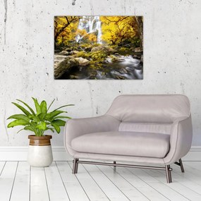 Tablou - Cascade în peisaj de toamnă, galben (70x50 cm)