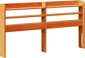 vidaXL Tăblie de pat cu rafturi, maro ceruit, 160 cm, lemn masiv pin