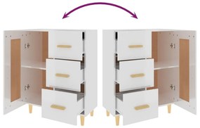 Servanta, alb extralucios, 69,5x34x90 cm, lemn prelucrat 1, Alb foarte lucios