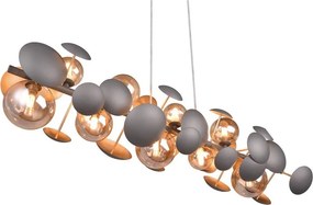 Lustră gri-auriu cu abajur din sticlă Bubble – Trio Select