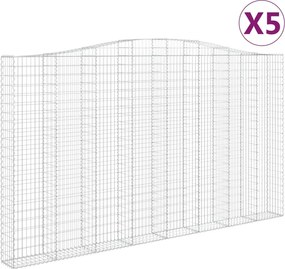 vidaXL Coșuri gabion arcuite, 5 buc, 400x30x220/240cm, fier galvanizat
