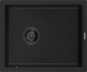 Mexen Pedro chiuvetă de granit cu 1 cuvă 560 x 460 mm, negru, sifon negru - 6508561000-77-B