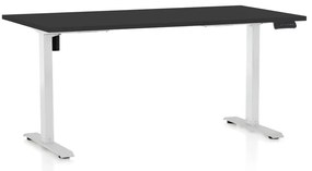 Masa inaltime reglabila OfficeTech B, 160 x 80 cm, bază albă, negru
