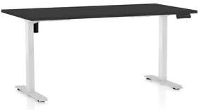 Masa inaltime reglabila OfficeTech B, 160 x 80 cm, bază albă, negru