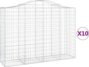 vidaXL Coșuri gabion arcuite 10 buc, 200x50x140/160cm, fier galvanizat