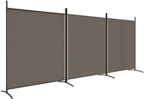 350280 vidaXL Paravan de cameră cu 3 panouri, antracit, 525x180 cm, textil