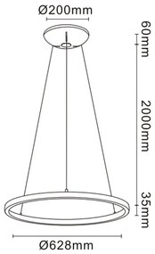Lustra LED design circular, Diametru 62,8cm, RIUMAR alb, MA-8672