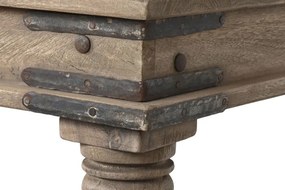 Măsuță de cafea dreptunghiulară din lemn masiv, natur, cu picioare în formă de balustru, finisaj mat, 45 x 170 x 107 cm, „Rostin” – Ethnic Collections
