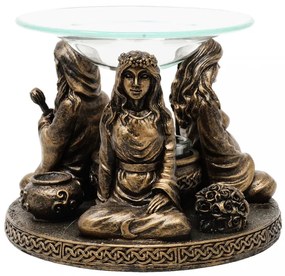 Lampa aromaterapie zeita tripla Mother Maiden Crone, finisaj bronz, 11x14 cm