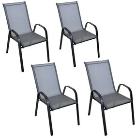 Set 4 bucati scaune de gradina TAVERNO gri/negru