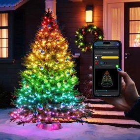 Instalație LED RGBICW de Crăciun de exterior Govee 2700-6500K 20m Wi-Fi Matter IP66