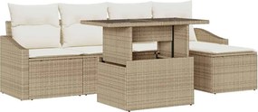 vidaXL Set de canapele pentru grădină 6 pcs Bej și crem poliratan