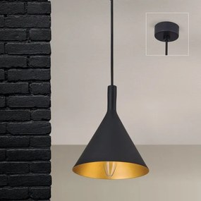 Pendul design industrial Gunda small, negru/ auriu