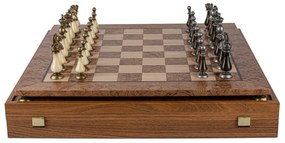 Joc de sah Walnut Burl Brass and Pewter