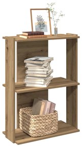 vidaXL Bibliotecă 3 etaje stejar artizanal 60x30x80 cm lemn prelucrat