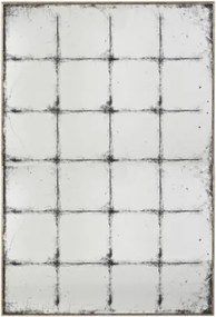 Oglindă decorativă tip fereastră, stil etnic, culoare alb antichizat, din metal și sticlă, 80x120x2 cm, „Window"