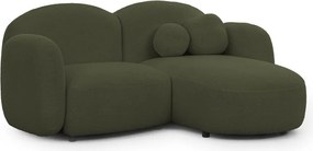 Colțar verde cu tapițerie din țesătură bouclé (cu colț pe partea dreaptă/cu șezlong) Orbit – Ropez