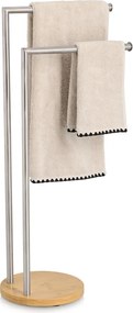 Suport pentru prosoape de baie ORVO, bambus și oțel inoxidabil