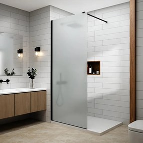 Walk-in Black Perete de duș, gravat cu acid, cu sticlă mată 140, 200cm, 8mm