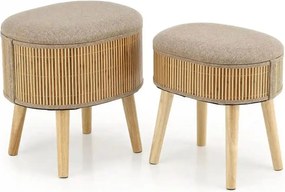 Set 2 taburete TICO, stofa clasica bej, cu spatiu depozitare