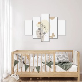 Tablou - Flori bej cu fluture N⁰4 (150x105 cm)