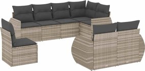 vidaXL Set mobilier de grădină cu perne, 8 piese gri deschis poliratan
