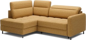 Colțar galben extensibil/cu spațiu de depozitare cu tapițerie din catifea (cu colț pe partea stângă/în formă de ”L”) Barea – ELTAP