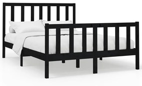 Cadru de pat 5FT King Size,negru ,150x200 cm,lemn masiv de pin Negru, 150 x 200 cm