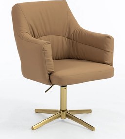 HR840CROSS Scaun Caramel Piele Ecologica Premium Soft cu Bază Aurie