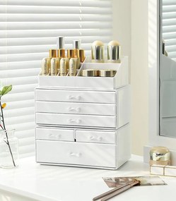 Organizator cosmetica/machiaj cu 6 sertare Alb