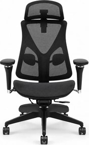 Scaun ergonomic MORATTI D3, Suport Lombar Trio Dinamic , Cotiere 5D Dual-Axis, Tetieră Reglabilă, Mecanism Sensibil la Greutate cu Seat-Slider, Suport Picioare, Mesh, Negru