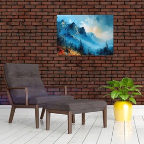 Tablou pe sticlă - Pictura munților (70x50 cm)