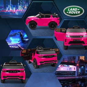 AIYAPLAY Mașină Electrică Copii cu Licență Land Rover Discovery, cu Faruri, Claxon și Centură, din Plastic și Metal, 106x65,5x51 cm, Roz | Aosom Romania