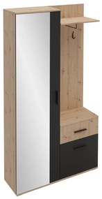 Mobilier hol Cless (Stejar artisan + Negru) (cu oglindă). 1104707