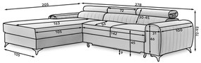 Coltar extensibil Grayson pe stanga Velvetmat 40