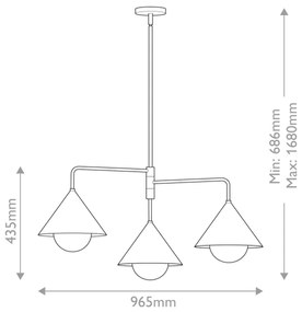 Alora Mood ALM-REMYCK3-GD - Lustru REMYCK pe tijă, 3xE27/60W/230V, auriu