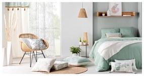 Draperie albă/verde 140x260 cm Nymphea – douceur d'intérieur