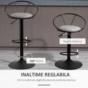 Homcom Set 2 Scaune de Bar – Pivotante, Maro, Reglabile 78–100 cm | Aosom Romania