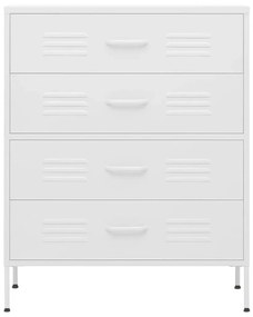 Comoda cu sertare, alb, 80x35x101,5 cm, otel Alb