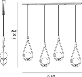 Lustra din alama cu 4 pendule in forma de lacrima Iside