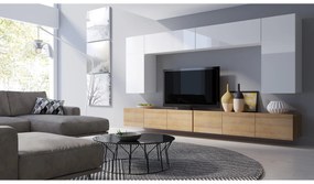Mobilier living Calabria C13 (Alb + Stejar auriu) (fără iluminat). 1051643