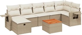 vidaXL Set canapele de grădină, 8 piese, cu perne, bej, poliratan