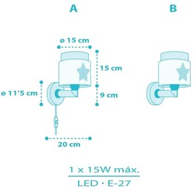 Aplică pentru copii BABY DREAMS 1xE27/15W/230V albastru Dalber 76019T
